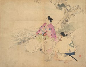 Zwei Männer an einem Fluss, spätes 19. - frühes 20. Jahrhundert von Kajita Hanko