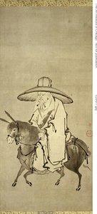 Der Dichter Du Fu reitet auf einem Esel von Kanô Shigenobu