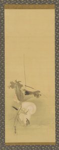 Reiher und Lotus, Edo-Periode, Mitte 17. bis frühes 18. Jahrhundert