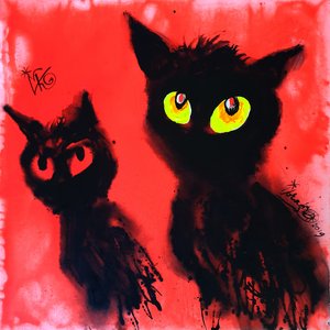Schwarze Katzen mit leuchtenden Augen von Kanat Ibragimov