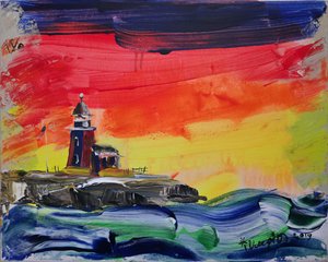 Küsten Sonnenuntergang Leuchtturm von Kanat Ibragimov