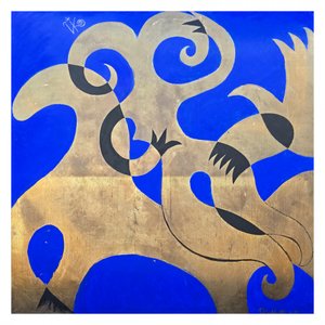 Dynamische Gold-Blaue Formen