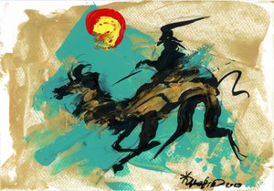 Dynamischer Reiter Goldenes Pferd von Kanat Ibragimov