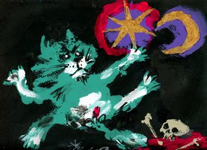 Mystischer grüner Katzenflug