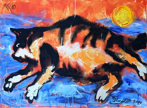 Lebhafte Katze in Bewegung