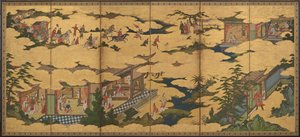 Szenen aus dem Leben des Ming Huang Kaisers und Yang Guifei, Momoyama-Periode, spätes 16. bis frühes 17. Jahrhundert von Kano Mitsunobu