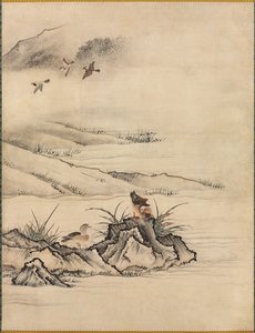 Blumen und Vögel in einer Frühlingslandschaft, 1500er Jahre