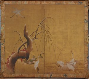 Reiher und alte Weide von Kano Sadanobu