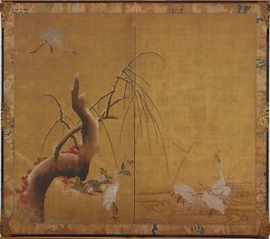 Reiher und alte Weide, Edo-Periode, frühes 17. Jahrhundert von Kano Sadanobu