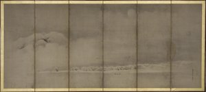 Berg Fuji und Matsubara-Punkt, Bildschirme von Kano Tanyu