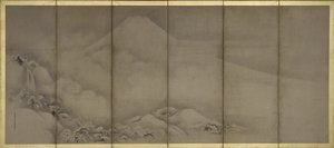 Berg Fuji und Matsubara-Punkt, Bildschirme von Kano Tanyu