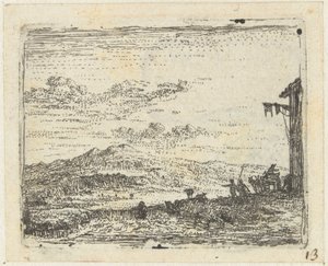 Italienisierende Landschaft mit Wagen bei Herberge von Karel Du Jardin