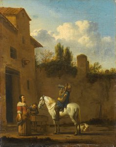 Berittener Trompeter beim Trinken von Karel Du Jardin