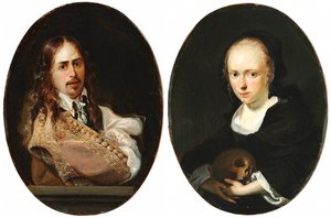 Selbstporträt und Porträt von Cornelia Bouwers, der Frau des Künstlers von Karel Slabbaert