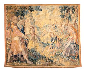 Delfter mythologischer Wandteppich, der eine Szene aus Orlando Furioso darstellt, von Franciscus Spierinckx