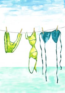 Sommerbadeanzüge Trocknen von Karen Menzenbach