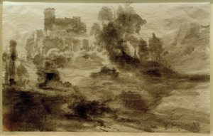 Landschaft mit Burg (oder Kirche)