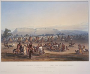 Lager der Piekann-Indianer, graviert von Beyer und Hurliman, veröffentlicht 1839 (Aquatinta)
