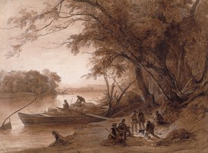 Lager der Reisenden am Missouri von Karl Bodmer