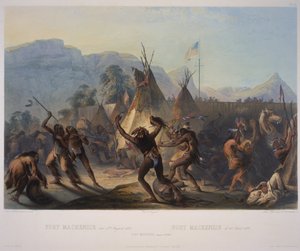 Fort McKenzie, 28. August 1833, graviert von Manceau und Hurliman, veröffentlicht 1842 von Karl Bodmer