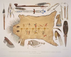 Indische Utensilien und Waffen, graviert von A. Zschokke und J. Hurliman, veröffentlicht 1840