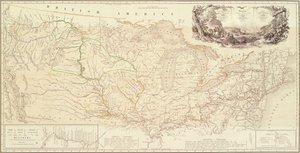 Karte zur Veranschaulichung der Route von Prinz Maximilian von Wied im Inneren Nordamerikas von Boston zum oberen Missouri