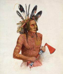 Mato-Tope, geschmückt mit den Insignien seiner kriegerischen Taten von Karl Bodmer