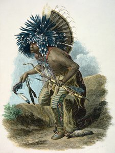 Medizinmann des Mandan-Stammes im Kostüm des Hundetanzes