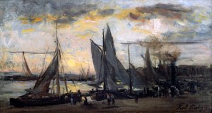Die Rückkehr der Fischer, spätes 19. Jahrhundert von Karl Daubigny
