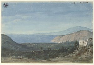 Ansicht aus der Gegend von Neapel / Ansicht der Pianura von Sorrent von Colli di Fontanelle aus von Karl Friedrich Schinkel
