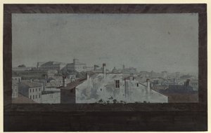 „Ansicht des Quirinalspalastes und eines Teils von Rom, aus dem Fenster der Wohnung eines Freundes gezeichnet“ von Karl Friedrich Schinkel