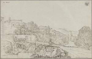Ansicht von Rieti in den Apenninen mit der Brücke über den Velino von Karl Friedrich Schinkel