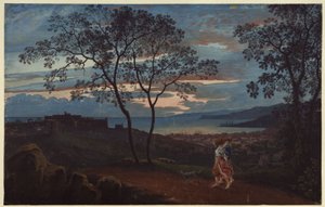 Ansicht von Triest von einer Anhöhe bei Abendstimmung von Karl Friedrich Schinkel