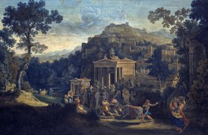 Antike Stadt an einem Berg von Karl Friedrich Schinkel