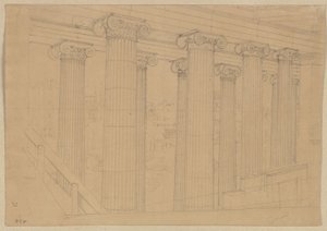 Berlin. Altes Museum am Lustgarten. Ausblick aus der Halle während des Baus von Karl Friedrich Schinkel