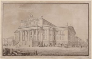 Berlin. Schauspielhaus auf dem Gendarmenmarkt. Perspektivische Ansicht von Karl Friedrich Schinkel