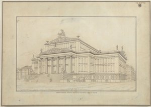 Berlin. Schauspielhaus auf dem Gendarmenmarkt. Perspektivische Ansicht der Vorderseite von Karl Friedrich Schinkel