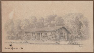 Berlin. Schweizerhaus auf der Pfaueninsel. Ansicht von Karl Friedrich Schinkel
