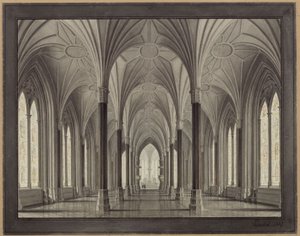 Berlin, Spittelmarkt. Entwurf zur Gertraudenkirche. Innenansicht, Blick durch das Langhaus zum Chor von Karl Friedrich Schinkel