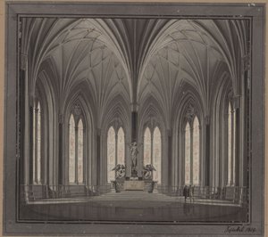 Berlin, Spittelmarkt. Entwurf zur Gertraudenkirche. Innenansicht des Chores von Karl Friedrich Schinkel