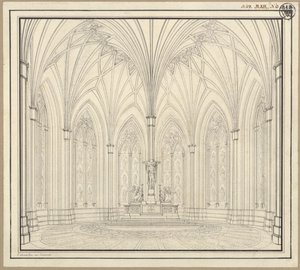Berlin, Spittelmarkt. Entwurf zur Gertraudenkirche. Innenansicht des Chores von Karl Friedrich Schinkel