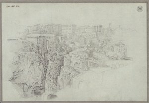 Blick auf Tivoli über das Tal des Aniene von Karl Friedrich Schinkel