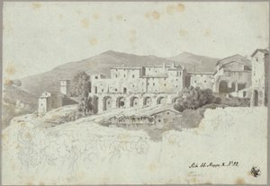Blick auf den nachantik überbauten Kryptoportikus an der Piazza Domenico Tani in Tivoli von Karl Friedrich Schinkel