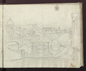 Blick vom Kapitol in Rom nach Osten auf das Forum mit dem Triumphbogen des Septimius Severus von Karl Friedrich Schinkel