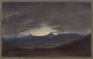 Böhmische Gebirgskette in der Abenddämmerung von Karl Friedrich Schinkel
