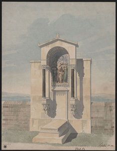 Bonn. Entwurf zum Grabdenkmal für Barthold Georg Niebuhr, mit dem Bild der christlichen Tugenden "Glaube, Liebe, Hoffnung" von Karl Friedrich Schinkel