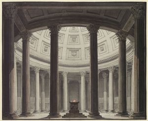 Die Vestalin. Oper von Gaspare Spontini. Entwurf zur 2. Dekoration. Blick in den Tempel der Vesta von Karl Friedrich Schinkel