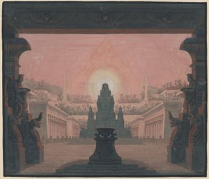 Die Zauberflöte. Oper von Wolfgang Amadeus Mozart. Entwurf zur 12. Dekoration. Der Sonnentempel des Sarastro von Karl Friedrich Schinkel