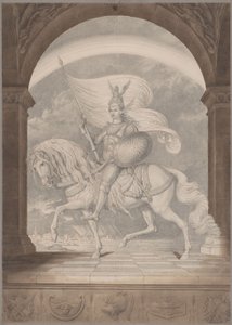 Ein Reiter in voller Rüstung zu Pferde / Der Genius Preußens als Ritter von Karl Friedrich Schinkel