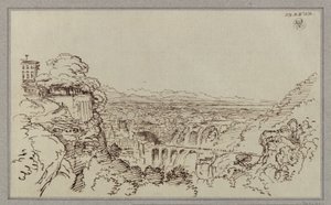 Eine Stadt, an die Lage von Tivoli erinnernd von Karl Friedrich Schinkel